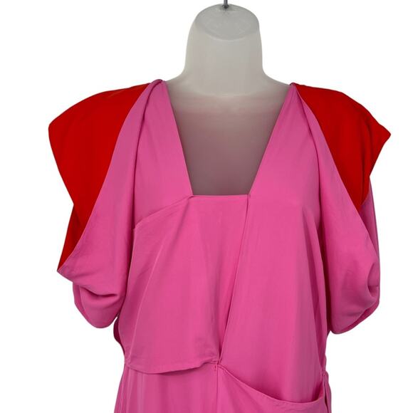 BOTTEGA VENETA Pink and Red Paneled Layered Cutout Maxi Dress Slits Size 6 NEW - Picture 7 of 16